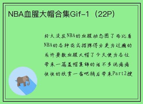 NBA血腥大帽合集Gif-1（22P）